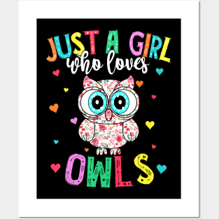 Hippie Just A Girl Who Loves Owls Vintage Posters and Art